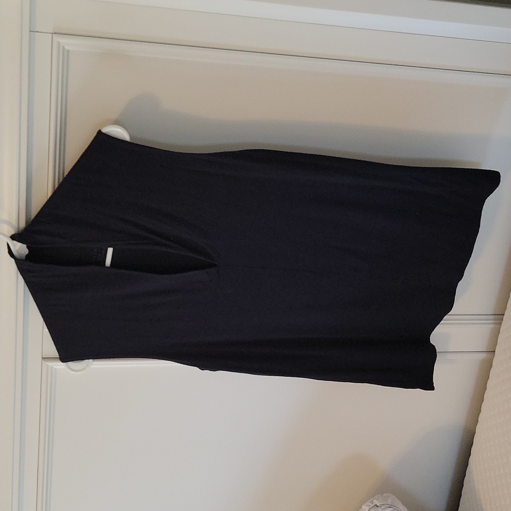 Black sleeveless knit top